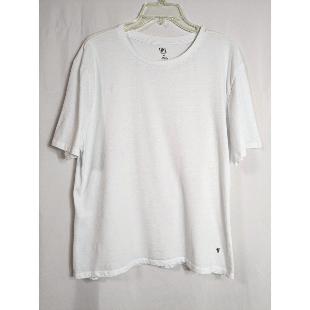 Frye Men's Size XL Plain White Tee Short Sleeve Crew Neck Logo T-Shirt